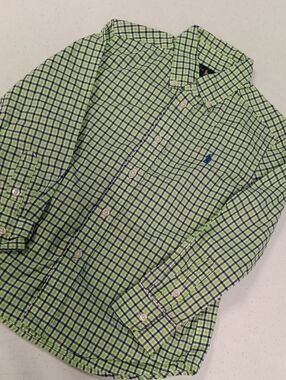 Boys Ralph Lauren Green and Navy Plaid Button-Down Shirt